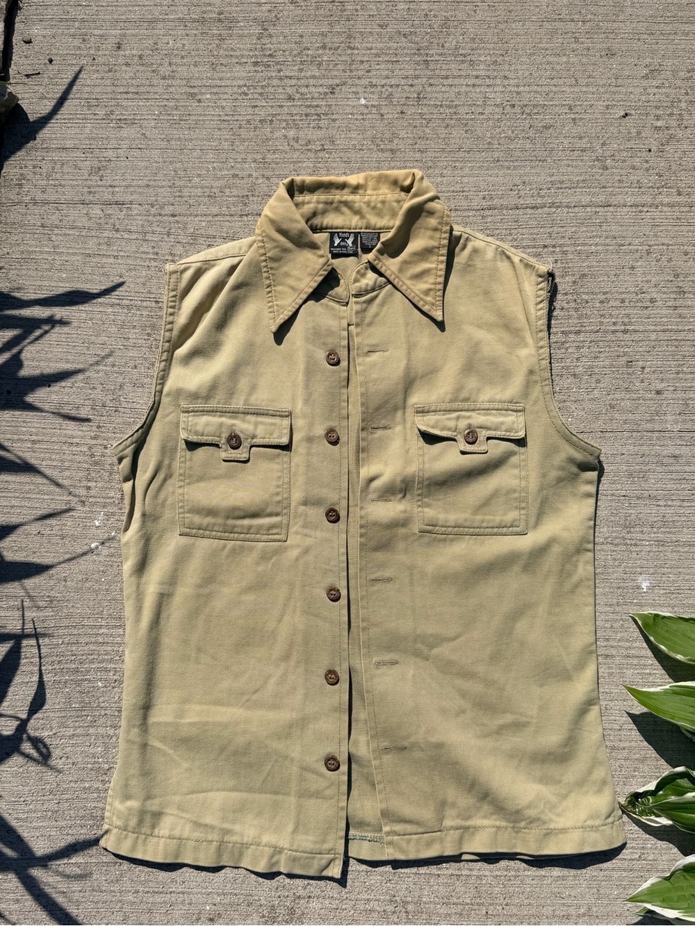Vintage SEARS “hands off” tan vest size S made I. Hong Kong quality - Picture 2 of 16